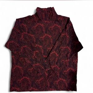 GAP vintage Red, Burgundy and Black Paisley Turtleneck